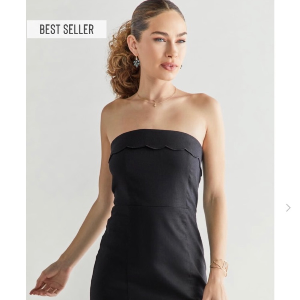 Black Scalloped Mini Dress